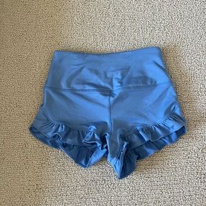 Free People Blue Ruffled Shorts